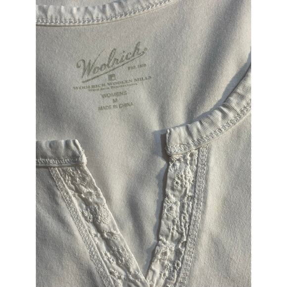 WOOLRICH Seasalt White Eyelet trim Split Neck Top MEDIUM 100% Cotton Base Staple - Picture 6 of 7